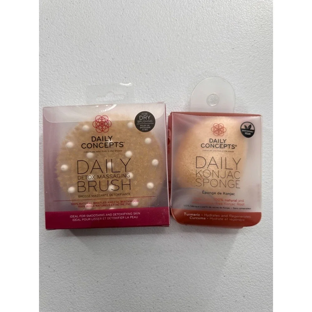Daily Concepts Detox Massage Brush Konjac‎ Sponge Set For Smoothing Hydrating